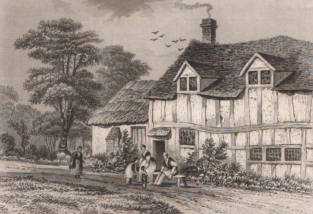 Birthplace of John Bunyan, Elstow, Bedfordshire. DUGDALE 1845 old print